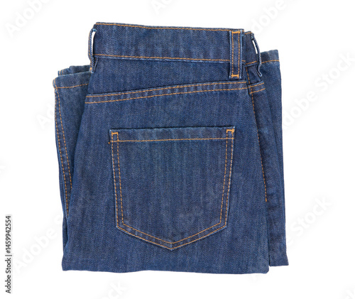 Blue jeans pants isolated on white background.	