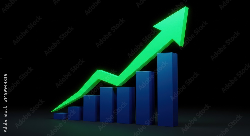 Growing bar graph showing positive trend Growing bar graph showing positive trend