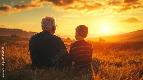 A grandfather and grandson watching the sunset together, sharing wisdom --ar 16:9 --v 6.1 Job ID: ff7e2db9-5f6a-42ba-bcaf-5d0cdb1993fb