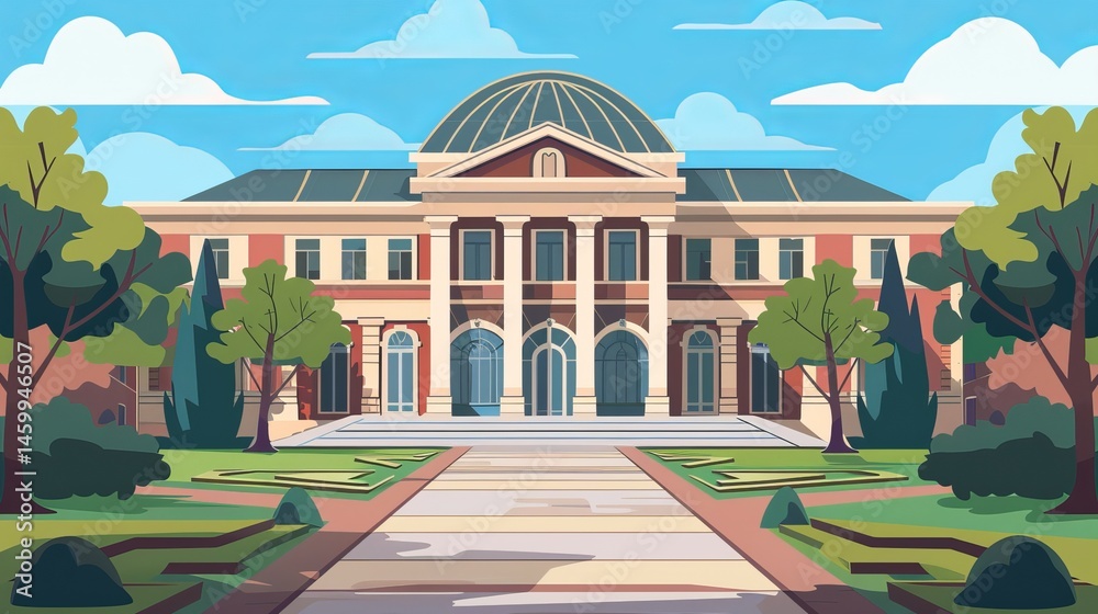Fototapeta premium Illustration of old museum building for historical museum concept