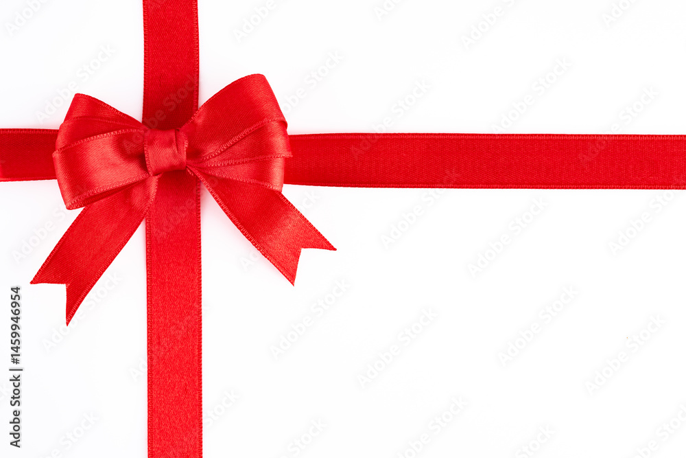 Red ribbon and bow on white background Red ribbon and bow on white background
