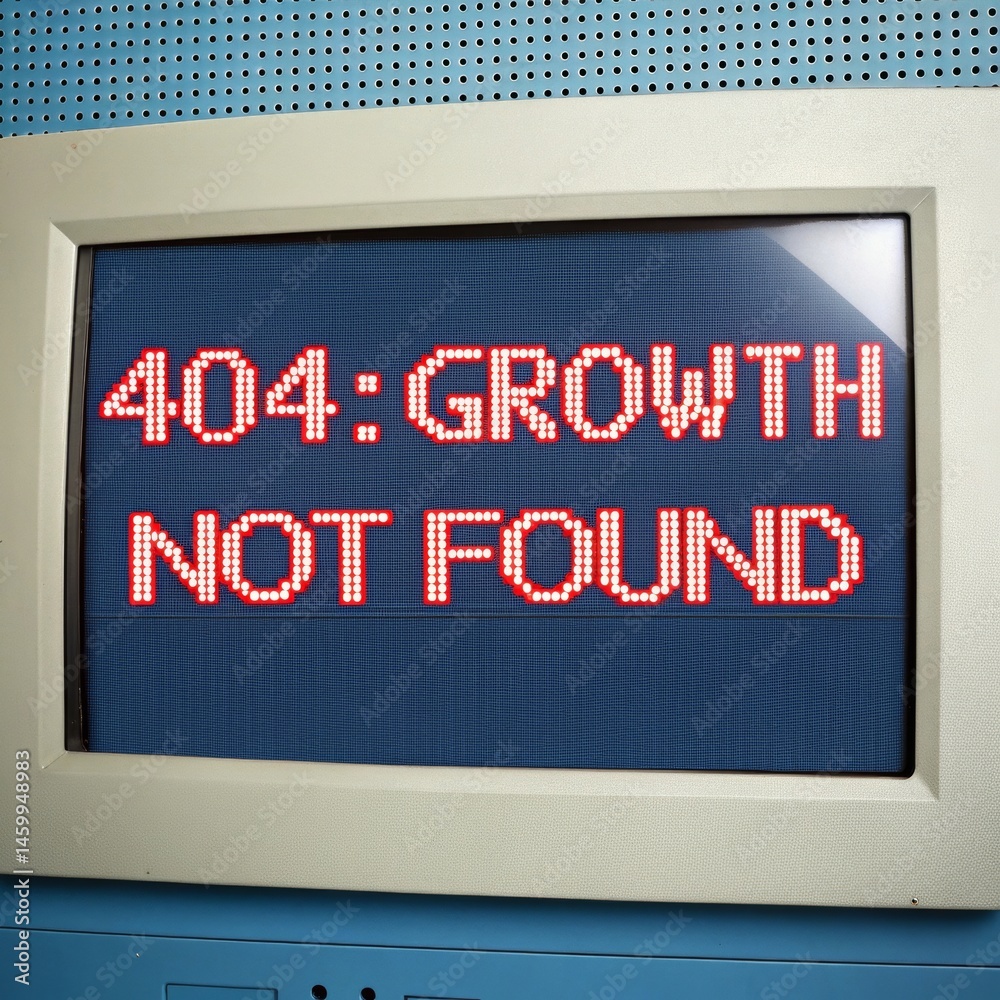 404 error screen. Digital screen display showing
