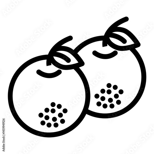 Mandarin Oranges Vector Line Icon Design