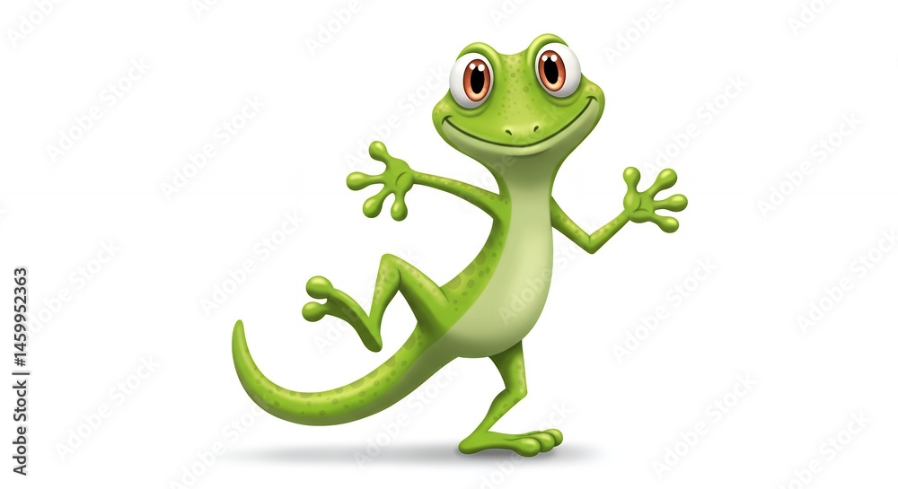 Fototapeta premium Animated green lizard character illustration