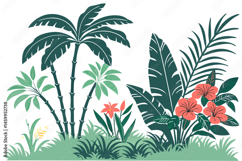 Fototapeta premium tropical flowers vector illustration