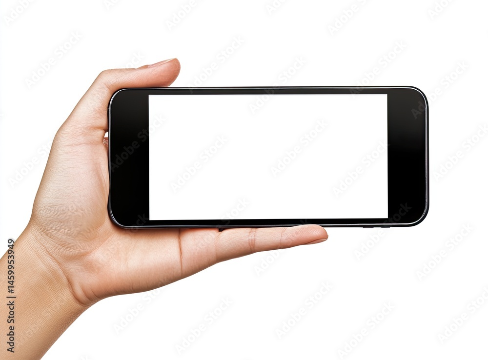 Hand holding a smartphone with blank screen Hand holding a smartphone with blank screen