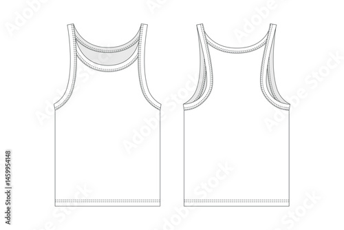 Fashion technical drawing of jersey tank top