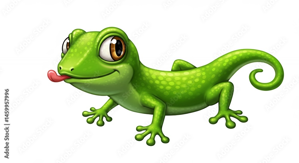 Fototapeta premium Cartoon green lizard illustration