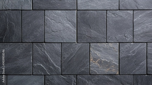 Black and gray tile full background. Close-up of square tiles seamless pattern. © yurik art