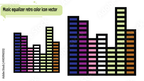Music equalizer retro color icon vector