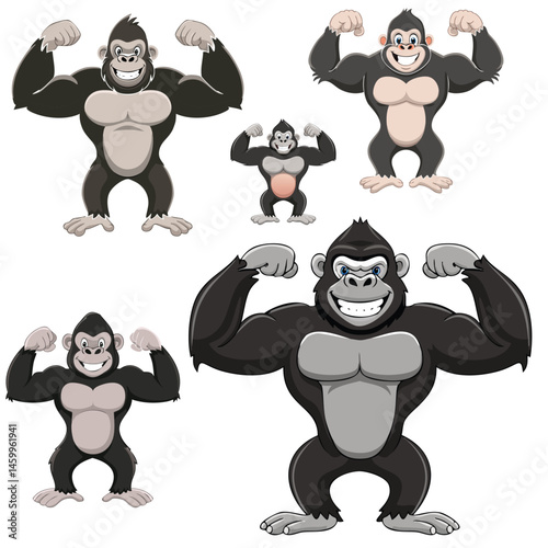 trong cartoon gorilla flexing muscles.eps