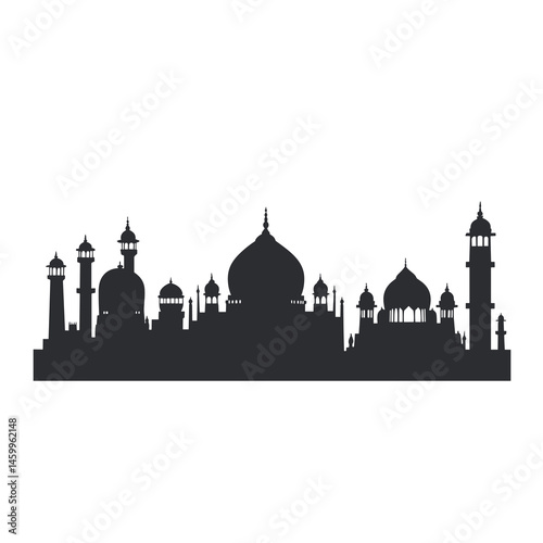 Silhouette of Architectural Marvel: A sleek, monochromatic silhouette captures the iconic form of a historical building, highlighting its majestic domes, towers, and intricate architectural details.