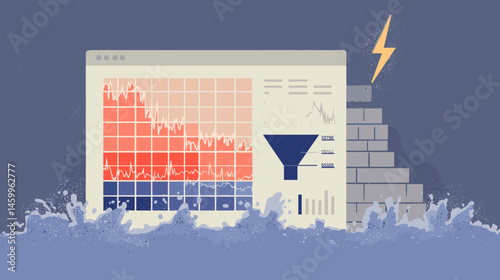 Data Storm: A metaphorical representation of market volatility, financial turmoil, data breaching and the impact of disruption.