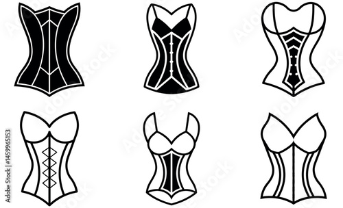 Geometric Corset Line Art icon set Designs