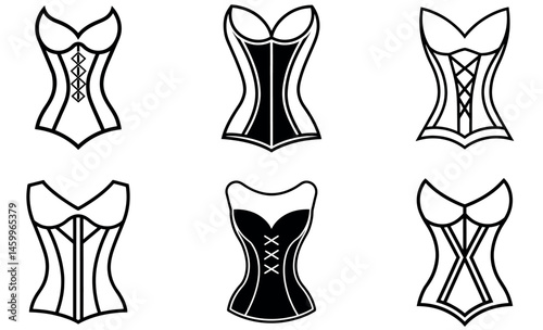 Geometric Corset Line Art icon set Designs