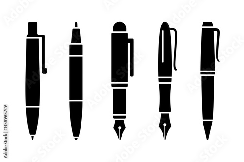 Assorted black pens writing instruments collection