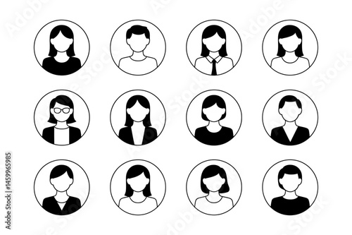 Set of avatar profile user people vector portraits