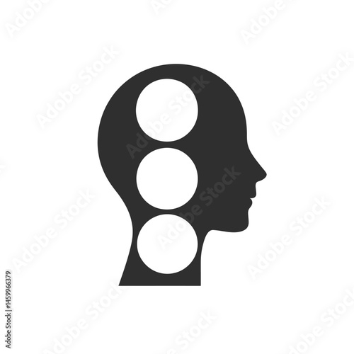 The concept of a modern idea is represented by a head within a circle, depicted as a glossy icon, part of Web Icon Art and Graphic Icon Drawing