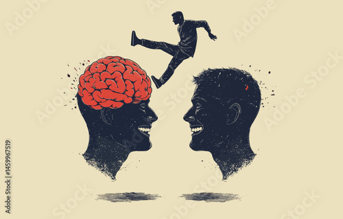 Shift your attitude from negative to positive, as depicted in a modern flat-style illustration