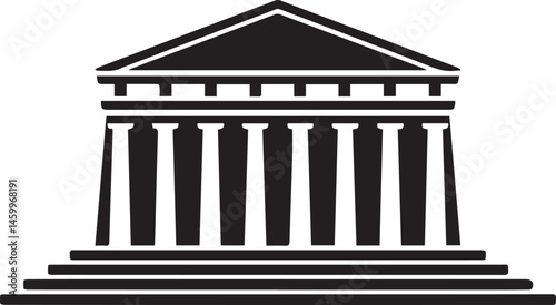 Courthouse Silhouette Black Vector | Government Building Vector Illustration