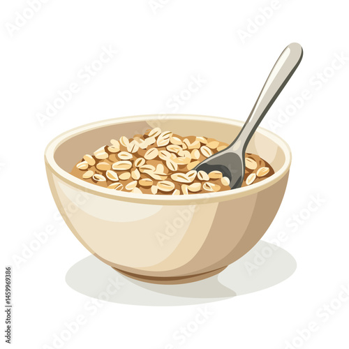 Bowl Of Oatmeal With Spoon
