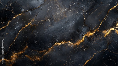 Dark, opulent marble surface with golden veins.