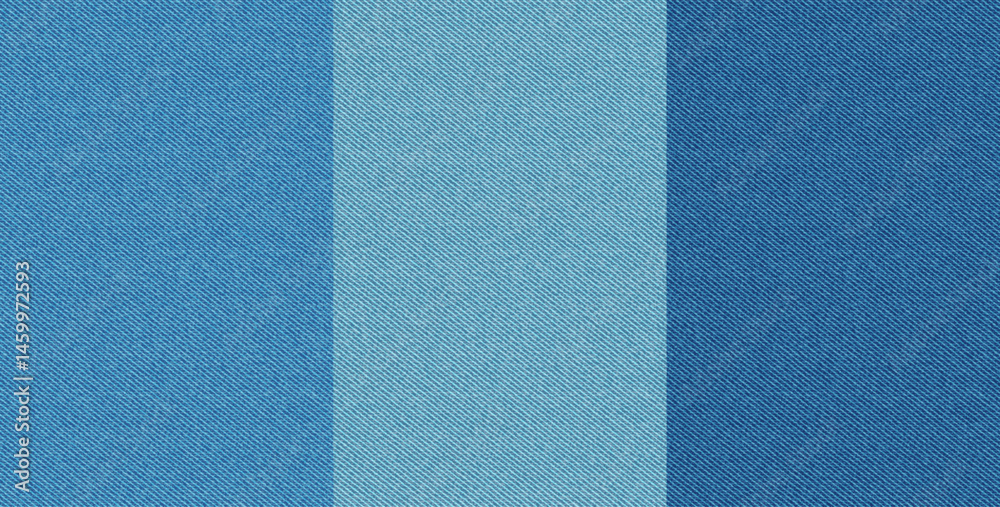 Blue denim fabric seamless pattern set. Jeans cloth texture. Blue cotton material for pants, casual dress and apparel. Abstract seamless patterns of denim textile, vector illustration