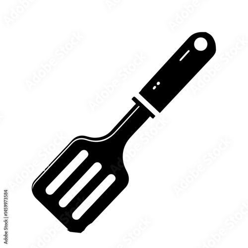 Black And White Vector Illustration Of Kitchen Spatula Isolated On White Background