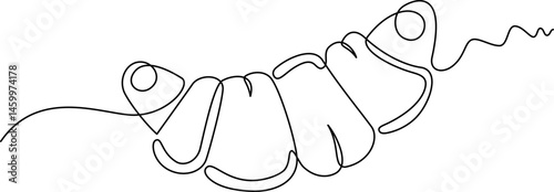 one line art Croissant vector illustration. line art, one continuous line, simple, hand drawn and sketch style. for icons, symbols, signs or logos. PNG