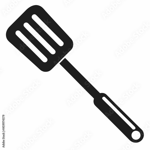 Kitchen Utensil Slotted Spatula Vector Illustration Black And White Cooking Tool