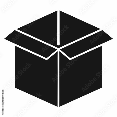 Open Cardboard Box Icon Simple Delivery Package Symbol Unpacking Graphic Vector Illustration