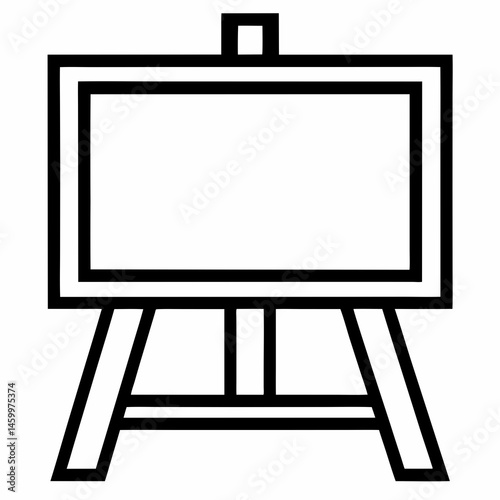 Easel Outline Illustration Simple Black And White Artist Tool Minimalist Design
