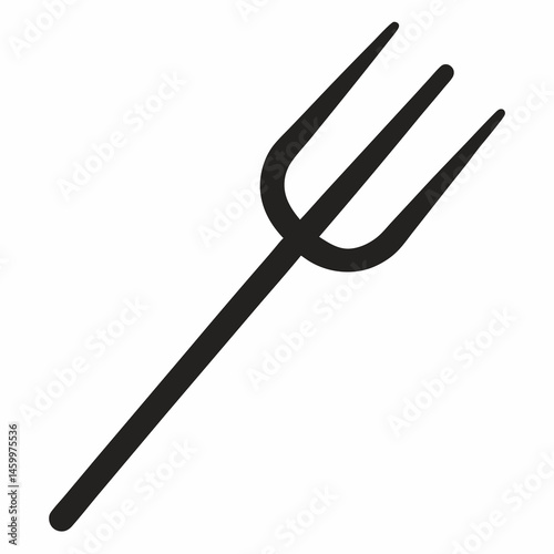 Black Silhouette Vector Graphic Of A Three Pronged Garden Fork Isolated