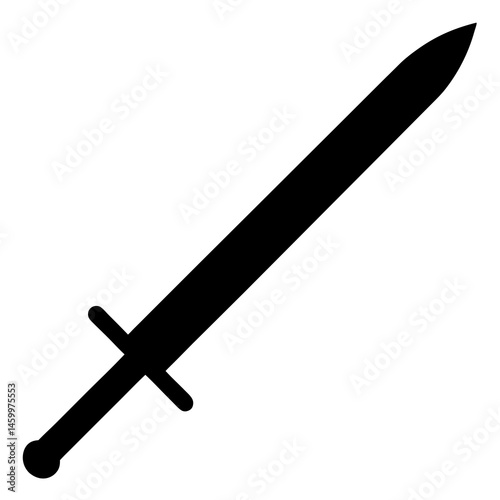 Black Silhouette Of A Fantasy Sword With A White Background