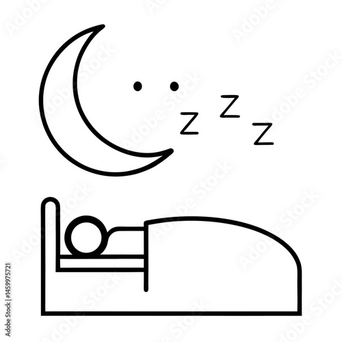 Sleep Icon Representing Restful Night With Moon And Sleep Symbol
