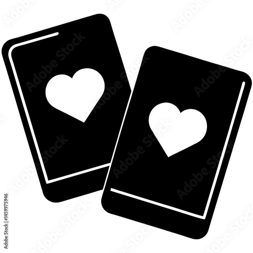 Two Playing Cards With Heart Suit Simple Minimalist Black And White Design