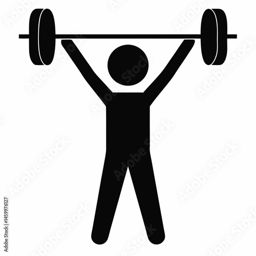Person Lifting Barbell Silhouette Weightlifting Fitness Strong Symbol Sport Training