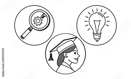 A funny cartoon man and woman got a bright idea, a light bulb illuminating their innovation concept