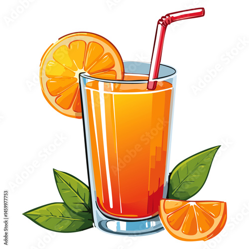 Cocktail Sex on the Beach vector illustration. Summer refreshing drink in glass for bar and menu. Postcard for vacation in tropical countries