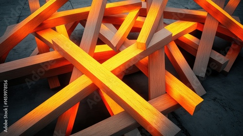 Wallpaper Mural Abstract composition of  wooden beams in  a  geometric pattern. Torontodigital.ca