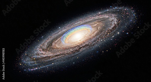 Spiral galaxy with nebulae in space