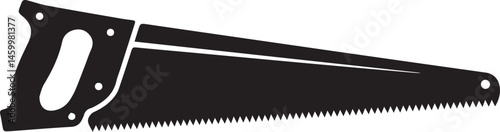 Crosscut Saw Silhouette Black Vector | Woodworking Hand Tool Icon