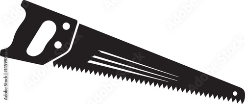 Crosscut Saw Silhouette Black Vector | Woodworking Hand Tool Icon