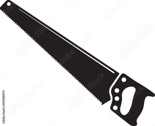 Crosscut Saw Silhouette Black Vector | Woodworking Hand Tool Icon