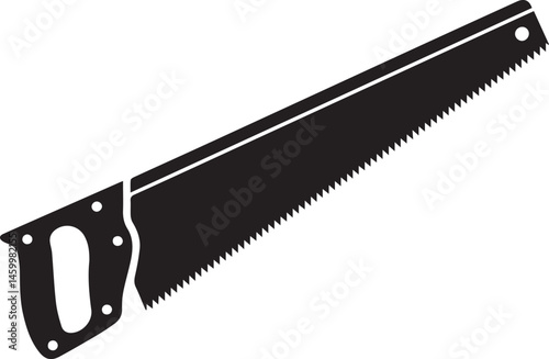 Crosscut Saw Silhouette Black Vector | Woodworking Hand Tool Icon