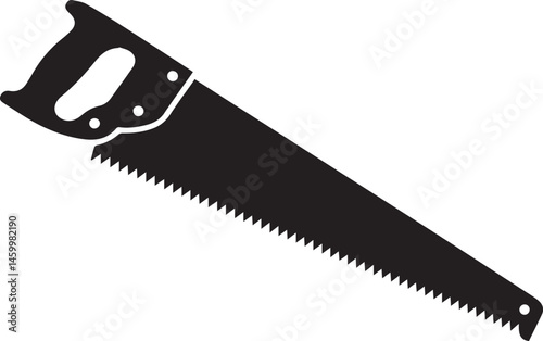 Crosscut Saw Silhouette Black Vector | Woodworking Hand Tool Icon