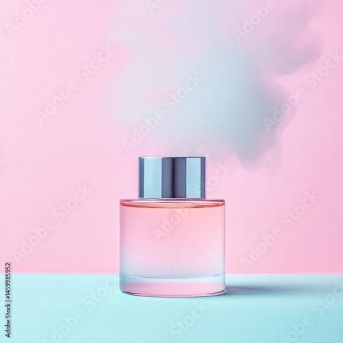 Minimalist Pink Perfume Bottle with Cloud, Aroma , Fragrance