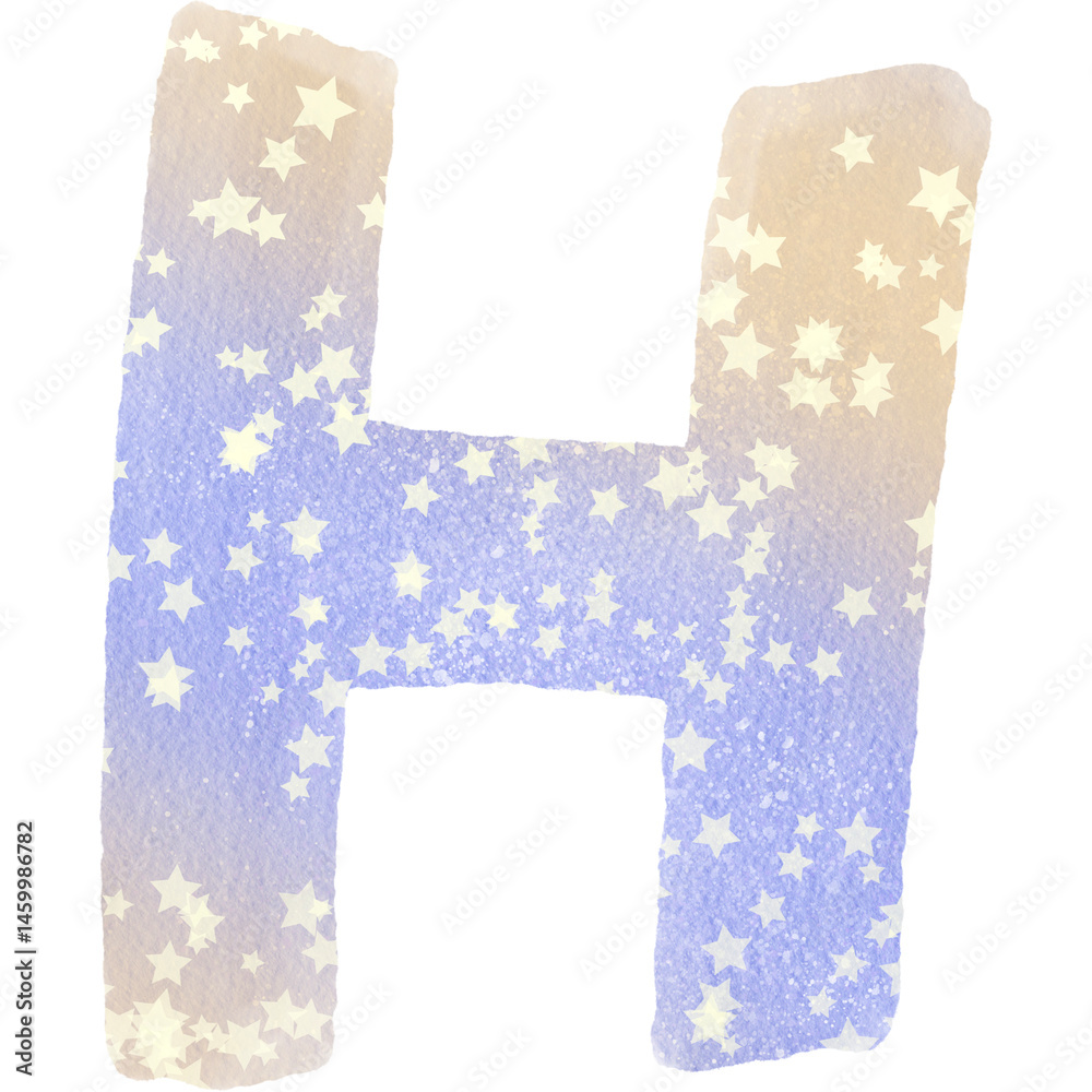 Colorful alphabet watercolor paper texture PNG