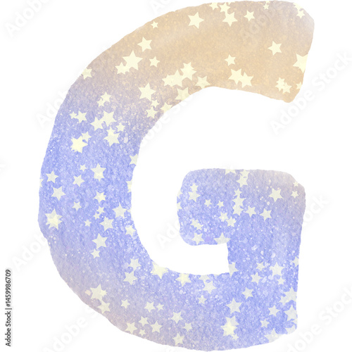 Colorful alphabet watercolor paper texture PNG