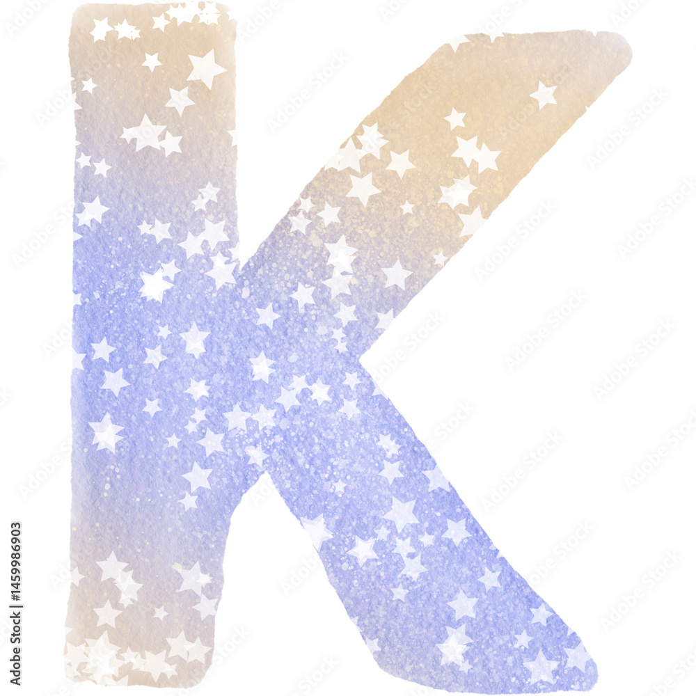 Colorful alphabet watercolor paper texture PNG